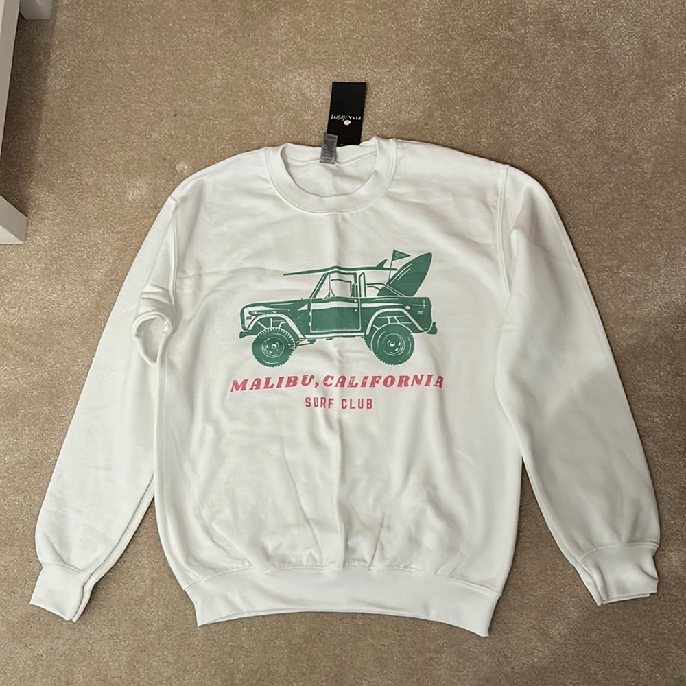 Women’s Pink Desert White Malibu Surf Club Sweatshirt Size Small NWT